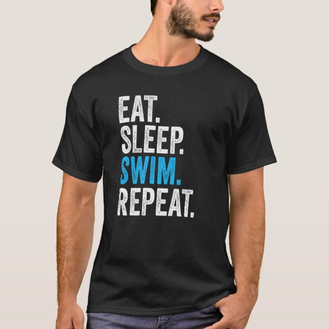 Iss schlafen Schwimmen Wiederholung Vintagen Schwi T-Shirt (Vorderseite)