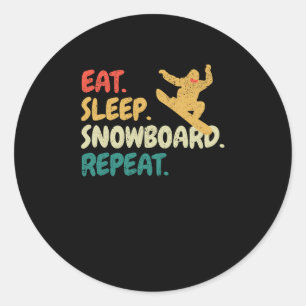 Iss Schlafen Snowboard Wiederholen Snowboarder Lus Runder Aufkleber