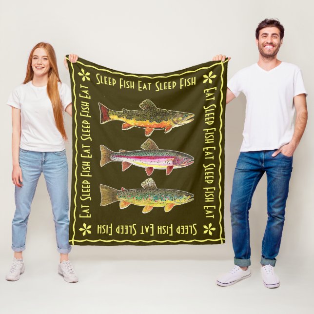 Iss schlafenden Fisch. Big TROUT! Fisher ist schön Fleecedecke (Beispiel)