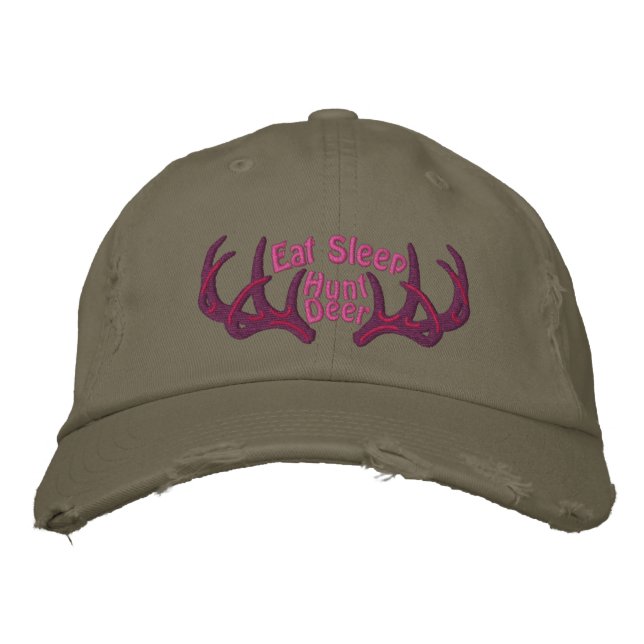 Iss Sleep Hunt Deer Bestickte Baseballkappe (Vorderseite)