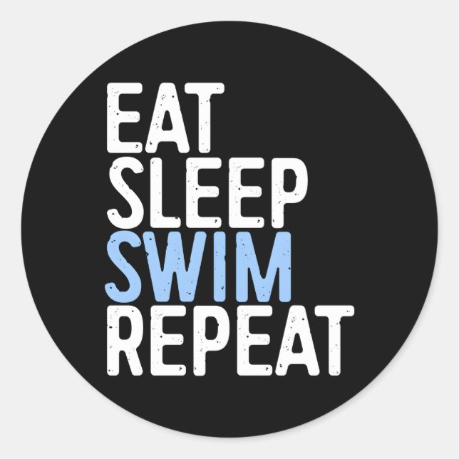 Iss Sleep Swim Wiederholung Schwimmer Gif Runder Aufkleber (Vorderseite)