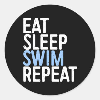 Iss Sleep Swim Wiederholung Schwimmer Gif Runder Aufkleber