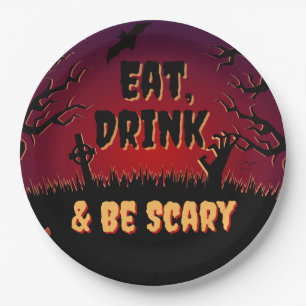 Iss, trink & sei gruselig Halloween Pappteller