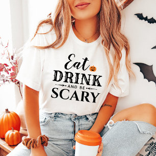 Iss, trink und sei gruselig Halloween für schwarze Tri-Blend Shirt