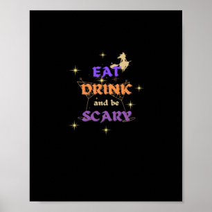 Iss trink und sei gruselig Halloween lustiges Desi Poster