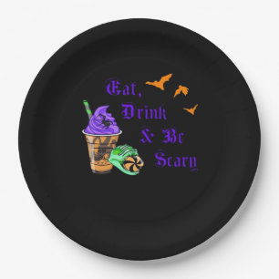 Iss, trink und sei gruselig Halloween Minimal Saub Pappteller