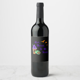 Iss, trink und sei gruselig Halloween Minimal Saub Weinetikett