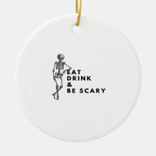 Iss Trink Und Sei Gruselig Halloween-Skelett Vinta Keramik Ornament