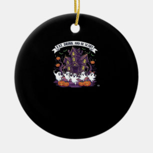 Iss Trink Und Sei Gruselig Klassisch Lustig Retro Keramik Ornament