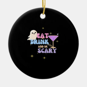 Iss Trink Und Sei Gruselig Lustig Halloween Casual Keramik Ornament