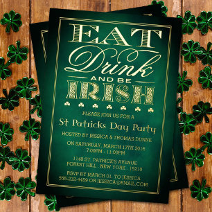 Iss, trink und sei Irisch St. Patrick's Day Party Folieneinladung