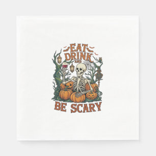 Iss Trinke Sei Grusel Skelett Halloween Kürbisse_1 Serviette