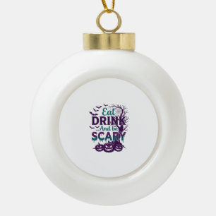 Iss Trinke Sei Gruselig Halloween Gruseliger Baum Keramik Kugel-Ornament