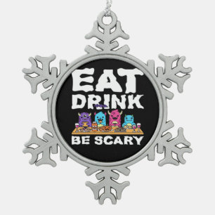 Iss Trinke Sei Gruseliges Halloween Monster Kreati Schneeflocken Zinn-Ornament