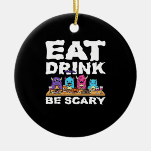 Iss Trinke Sei Gruseliges Monster Halloween Kreati Keramik Ornament