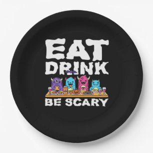 Iss Trinke Sei Gruseliges Monster Halloween Kreati Pappteller