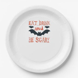 Iss Trinke Und Sei Gruselig Halloween Fledermäuse Pappteller