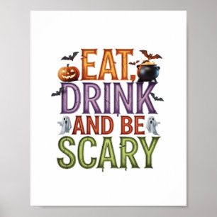 Iss Trinke und sei gruselig Halloween-Party Grusel Poster