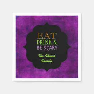 Iss, trinke und sei gruselig lila Halloween Serviette