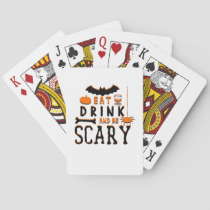 Iss trinke und sei gruselig lustiger Halloween-Spr Spielkarten