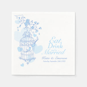 Iss trinken Blauvögel Käfig Servietten Hochzeit