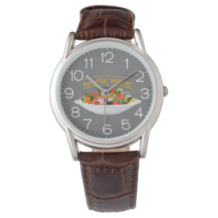 Iss Your Veggies Zitat frisch Salat Mix Schüssel g Armbanduhr