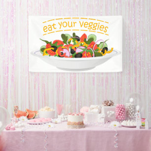 Iss Your Veggies Zitat frisch Salat Mix Schüssel g Banner