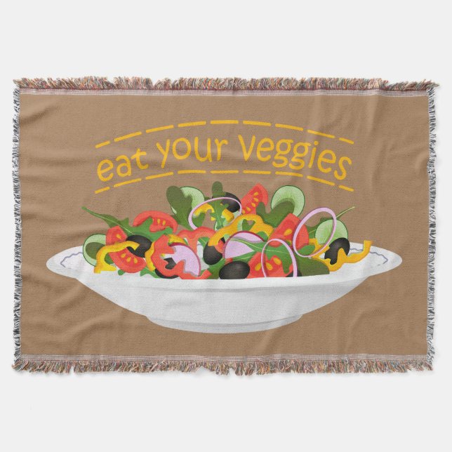 Iss Your Veggies Zitat frisch Salat Mix Schüssel g Decke (Vorderseite)