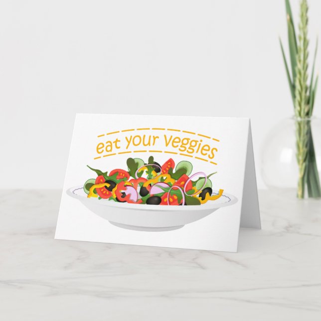 Iss Your Veggies Zitat frisch Salat Mix Schüssel g Einladung (Vorderseite)