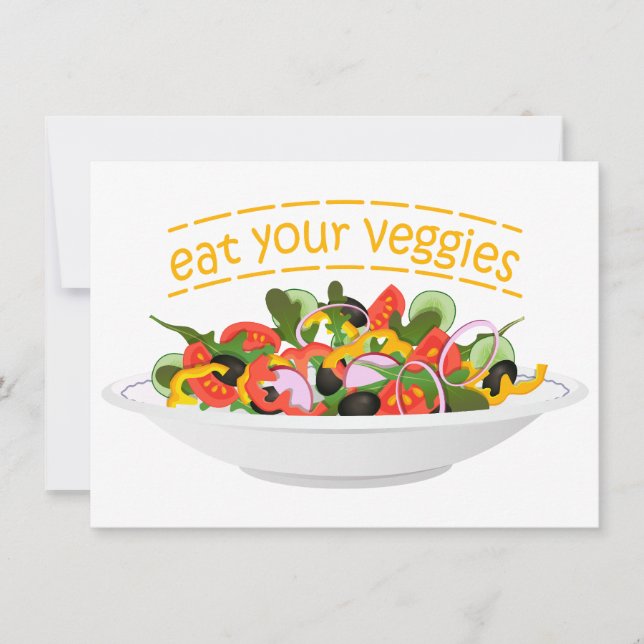 Iss Your Veggies Zitat frisch Salat Mix Schüssel g Einladung (Vorderseite)
