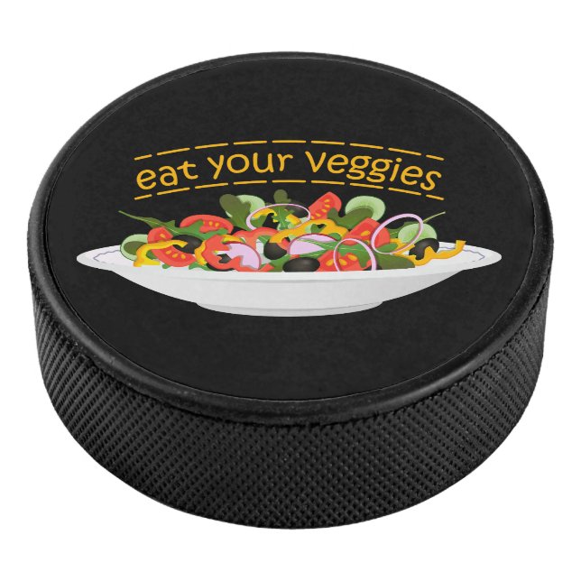 Iss Your Veggies Zitat frisch Salat Mix Schüssel g Eishockey Puck (3/4)
