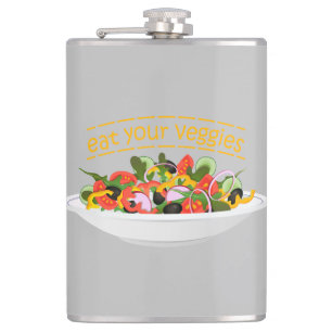 Iss Your Veggies Zitat frisch Salat Mix Schüssel g Flachmann