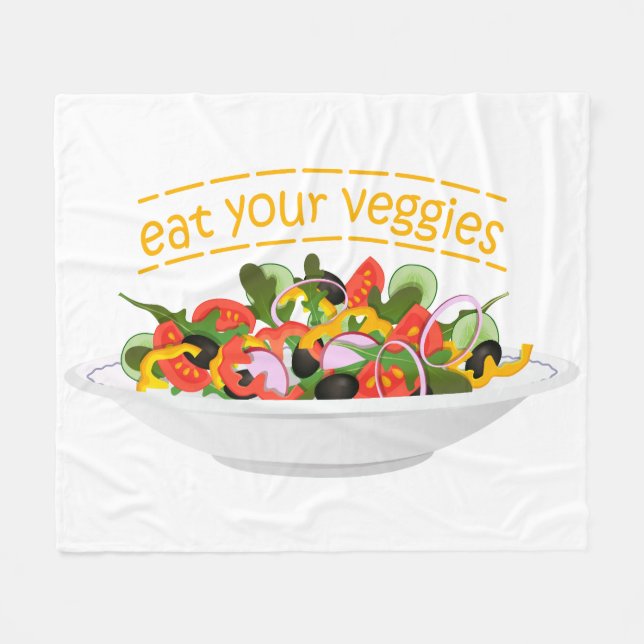 Iss Your Veggies Zitat frisch Salat Mix Schüssel g Fleecedecke (Vorderseite (Horizontal))