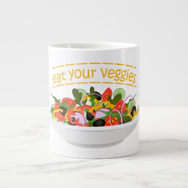 Iss Your Veggies Zitat frisch Salat Mix Schüssel g Jumbo-Tasse (Vorderseite)