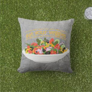 Iss Your Veggies Zitat frisch Salat Mix Schüssel g Kissen