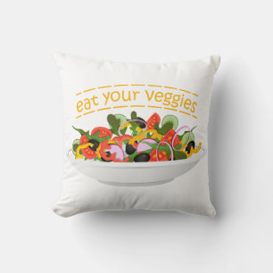 Iss Your Veggies Zitat frisch Salat Mix Schüssel g Kissen