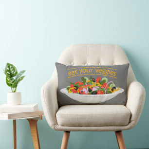 Iss Your Veggies Zitat frisch Salat Mix Schüssel g Lendenkissen