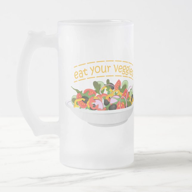 Iss Your Veggies Zitat frisch Salat Mix Schüssel g Mattglas Bierglas (Links)