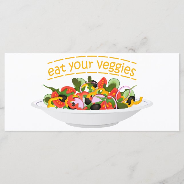 Iss Your Veggies Zitat frisch Salat Mix Schüssel g Menükarte (Vorderseite)