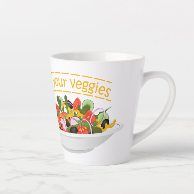 Iss Your Veggies Zitat frisch Salat Mix Schüssel g Milchtasse (Rechts)