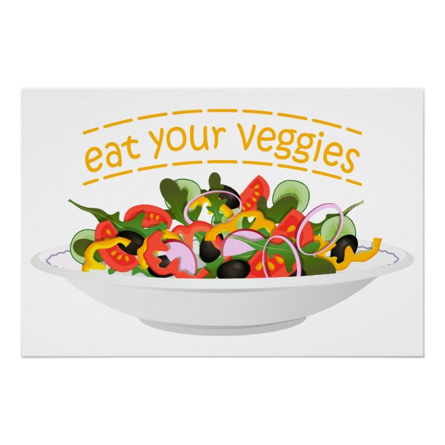 Iss Your Veggies Zitat frisch Salat Mix Schüssel g Poster (Vorderseite)