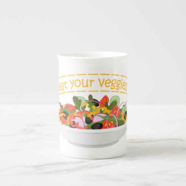 Iss Your Veggies Zitat frisch Salat Mix Schüssel g Prozellantasse (Vorderseite)