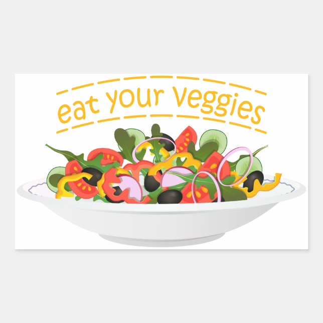 Iss Your Veggies Zitat frisch Salat Mix Schüssel g Rechteckiger Aufkleber (Vorderseite)