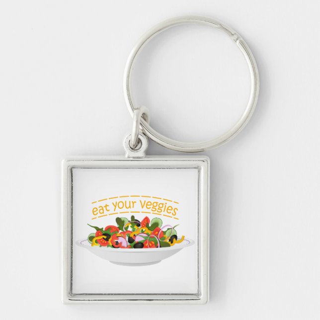 Iss Your Veggies Zitat frisch Salat Mix Schüssel g Schlüsselanhänger (Vorne)