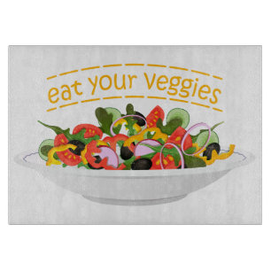 Iss Your Veggies Zitat frisch Salat Mix Schüssel g Schneidebrett