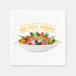 Iss Your Veggies Zitat frisch Salat Mix Schüssel g Serviette