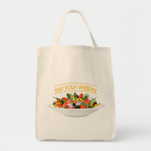 Iss Your Veggies Zitat frisch Salat Mix Schüssel g Tragetasche