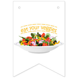 Iss Your Veggies Zitat frisch Salat Mix Schüssel g Wimpelkette