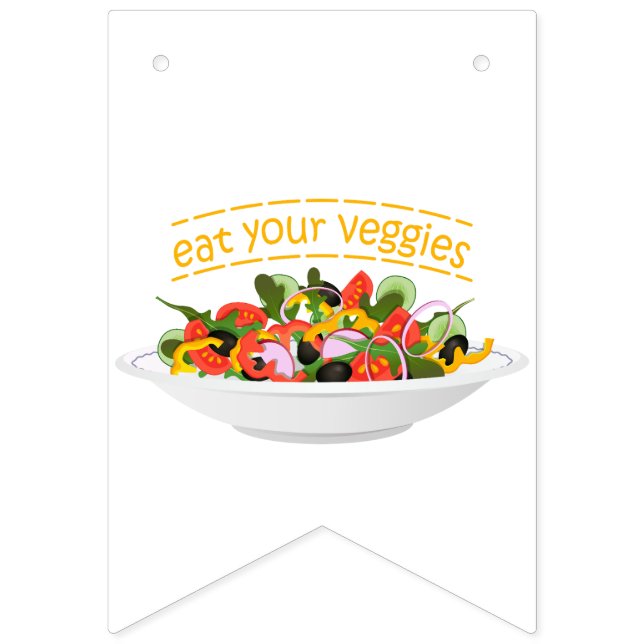 Iss Your Veggies Zitat frisch Salat Mix Schüssel g Wimpelkette (Erste Fahne)