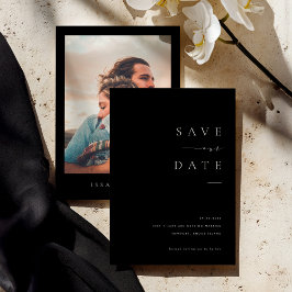 ISSA Black Elegant Save the Date Invite with Photo Einladung